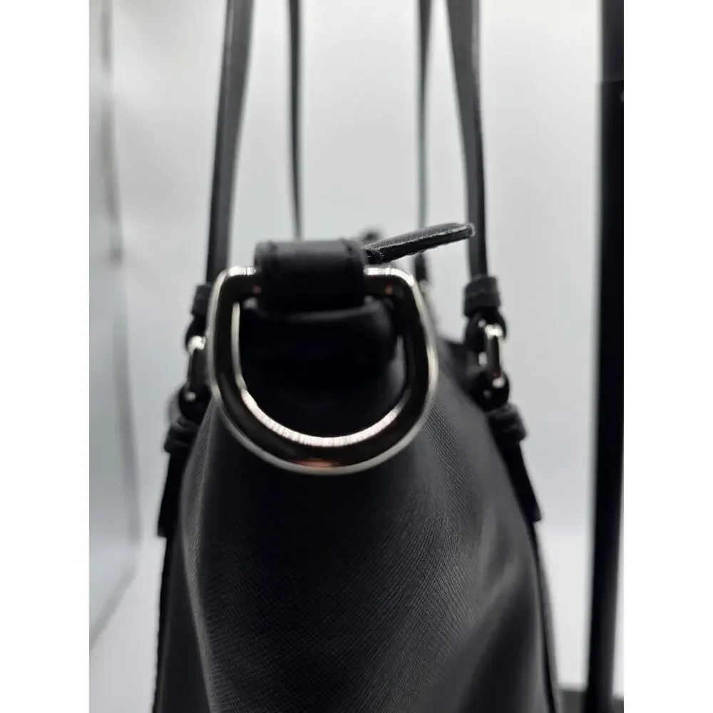 Coach Peyton Black Crossgrain Leather Zip Top Tote Shoulder Bag F23667
